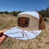 Topography Print Waterproof Leather Antler Patch Hat, White & Tan
