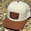 Antler Topography Patch Hat, Waterproof Sweat Resistant, Brown/Ivory
