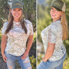 Gritty but Pretty, Hand Cut, Braided & Beaded, Women's Camo T-Shirt