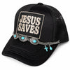 Jesus Saves Hat, Option for Turquoise / Chain Embellishments