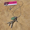 Elk Antler Necklace, Sterling Silver Chain, Green Aventurine