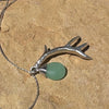 Elk Antler Necklace, Sterling Silver Chain, Green Aventurine