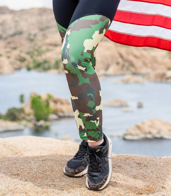 Sale 50% OFF, FREE Shipping, Compression Leggings, w/ "Booty Lift" - Camo, Large