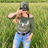 Off the Shoulder Raw Edge Archery Moose Rockstarlette Outdoors Sweatshirt