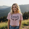 River to Ridge Antler Logo Crop Top, Hazy Pink