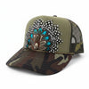 Camo Guinea Fowl Feather Trucker Hats, Optional Shotgun Shell, Handmade
