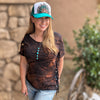 Gritty but Pretty, Handmade Cut, Beaded, Braided & Dyed, Women's Floral T
