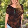 Gritty but Pretty, Handmade Cut, Beaded, Braided & Dyed, Women's Floral T