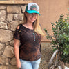Gritty but Pretty, Handmade Cut, Beaded, Braided & Dyed, Women's Floral T
