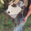 Concealed Carry Cowhide & Hand Tooled Leather Crossbody Fringe Bag