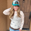 Sheer Mallard Duck Mock Neck Mesh Top, Women's Limited Edition