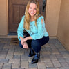 Teal Cross, Hand Cut, Braided & Dyed, Wearable Art Faith T-Shirt