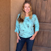 Teal Cross, Hand Cut, Braided & Dyed, Wearable Art Faith T-Shirt
