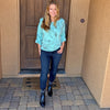 Teal Cross, Hand Cut, Braided & Dyed, Wearable Art Faith T-Shirt
