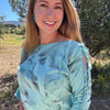 Teal Cross, Hand Cut, Braided & Dyed, Wearable Art Faith T-Shirt