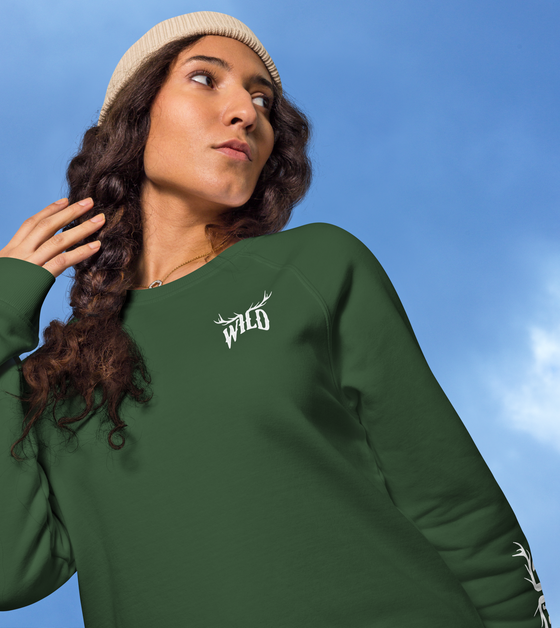 WILD Organic Cotton Antler Sweatshirt, Green or Black