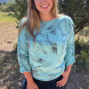 Teal Cross, Hand Cut, Braided & Dyed, Wearable Art Faith T-Shirt