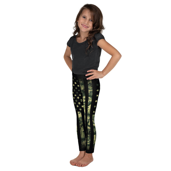 SALE 20% OFF + FREE Shipping Toddler Camo Flag Patriotic Girls Leggings, Non-Toxic Inks