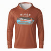 UPF 50 Unisex Backcountry Taxi Hoodie, Alaska Bush Plane, Rust