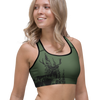 Sports Bra, Woodland Logo, Non Toxic UPF 50, Forest Green
