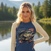 UPF 50 Women's Bass Fishing USA Rashguard, Activewear Shirt