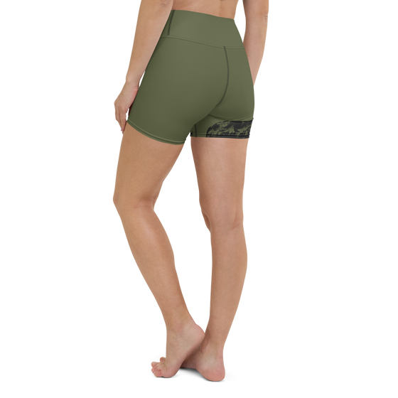 Fitted High Waist Activewear Women's Shorts, Woodland, UPF 50, Non-Toxic