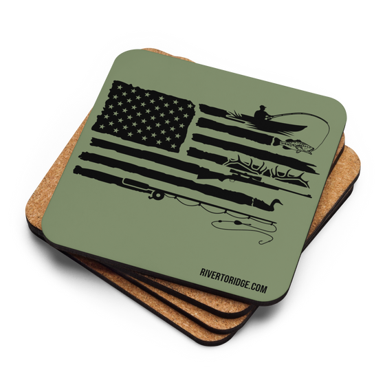 Sportsman's Flag Cork-Backed Waterproof Coaster