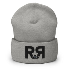  Product mockup of Grey and black River to Ridge logo beanie