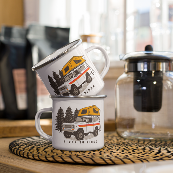Enamel Mug Vintage Truck Camping, 120z