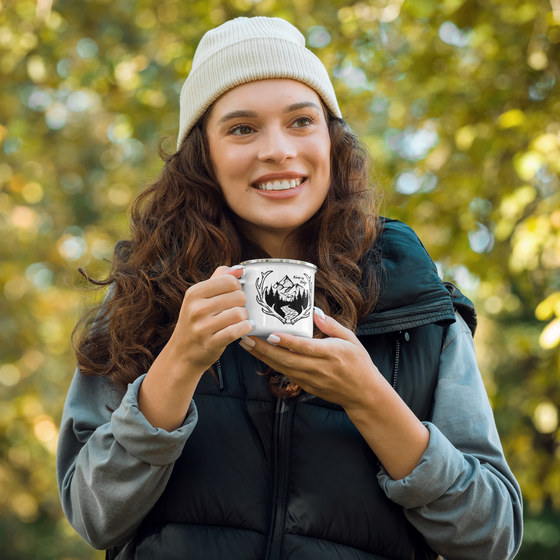 Enamel Camping Mug, Antler Logo, 12 oz