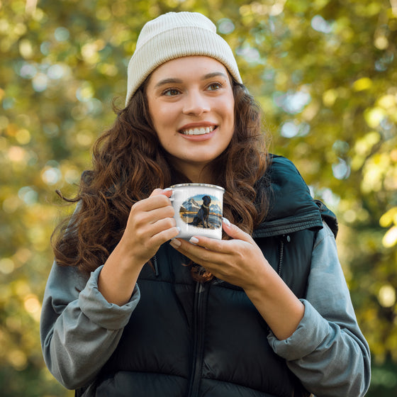 Black Lab Enamel Camping Mug, 12 oz