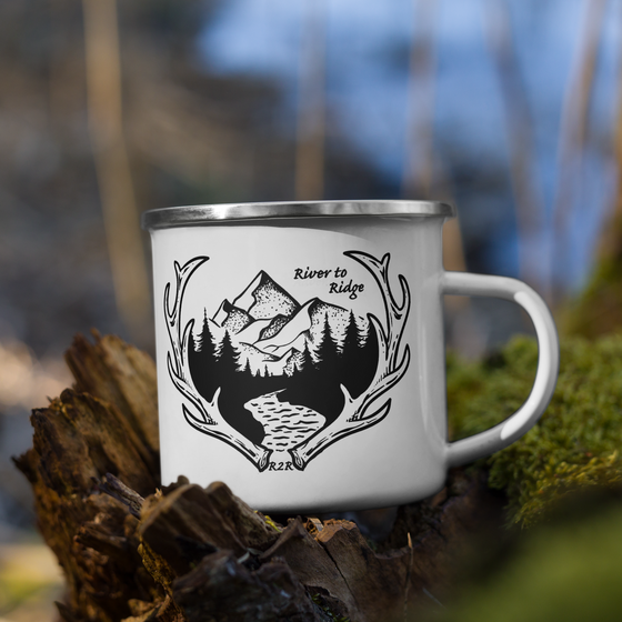 Enamel Camping Mug, Antler Logo, 12 oz