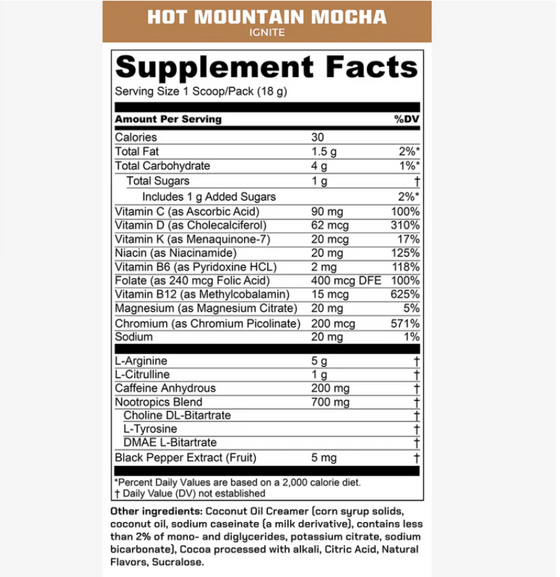 Hot IGNITE Mountain Mocha MTN OPS Energy & Focus, 20 Trail Packs