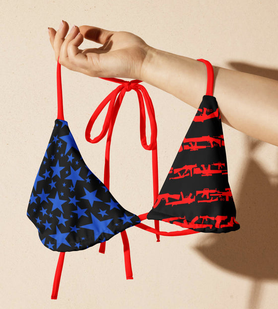 FREE Shipping, Patriotic Gun Flag String Bikini, Padded, UPF 50