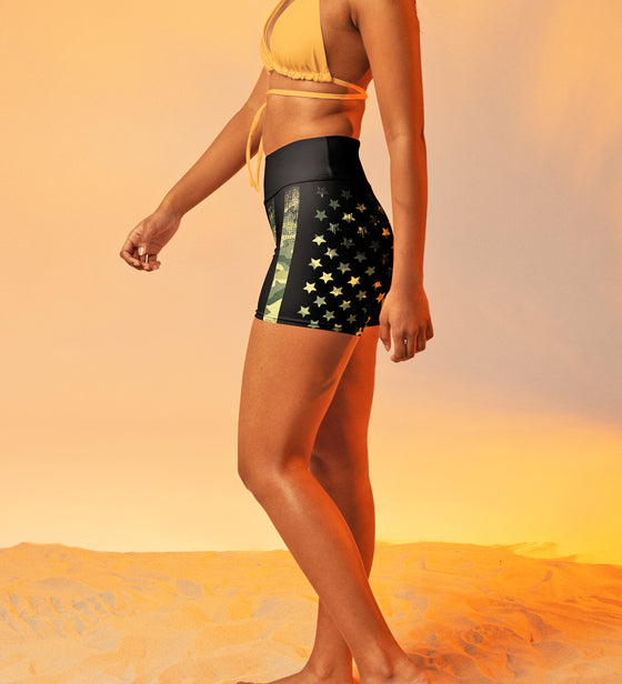 Fitted Shorts, Camo Flag, UPF 50