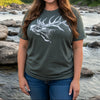 Women's Elk T-Shirt, Heathered Forest Green