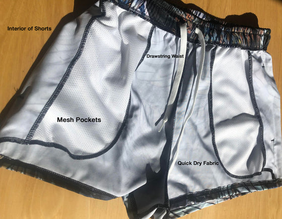 Athletic Shorts w/ Pockets, Turkey Feather, UPF 50, Non-Toxic