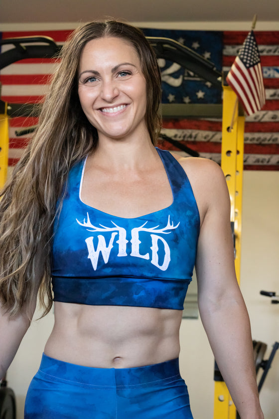 High Impact Compression Sports Bra, Padded, WILD Antler, Non-Toxic