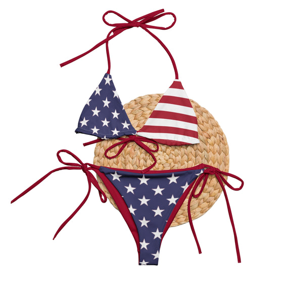FREE Shipping, American Grrrl Patriotic USA Flag String Bikini, UPF 50