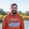 UPF 50 Unisex Backcountry Taxi Hoodie, Alaska Bush Plane, Rust