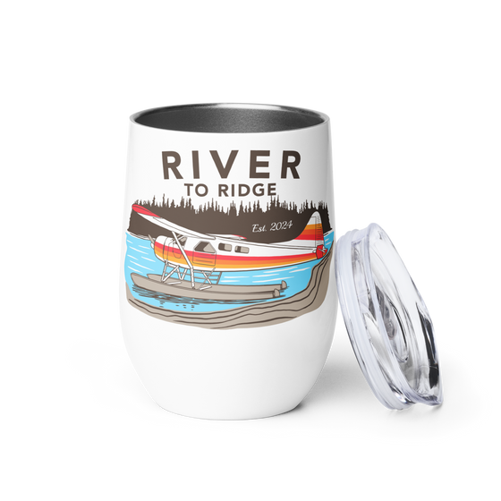 Backcountry Taxi, Double Wall Insulated Wine Tumbler w/ Lid, Alaska Bush Plane