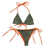 Camo & Orange String Bikini, UPF 50 Lightly Padded