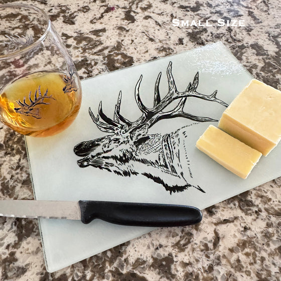 Elk Logo Non Toxic, Anti Microbial Glass Cutting Board