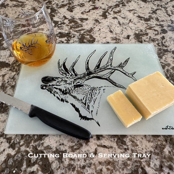 Elk Logo Non Toxic, Anti Microbial Glass Cutting Board