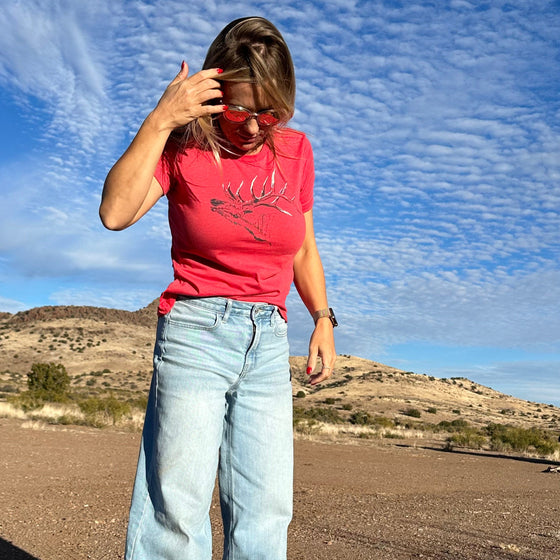 Elk Logo Women's T-Shirt, Heather Red or Berry