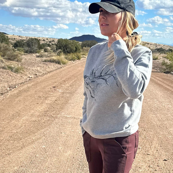 Women's Elk Pullover Sweatshirt, Grey