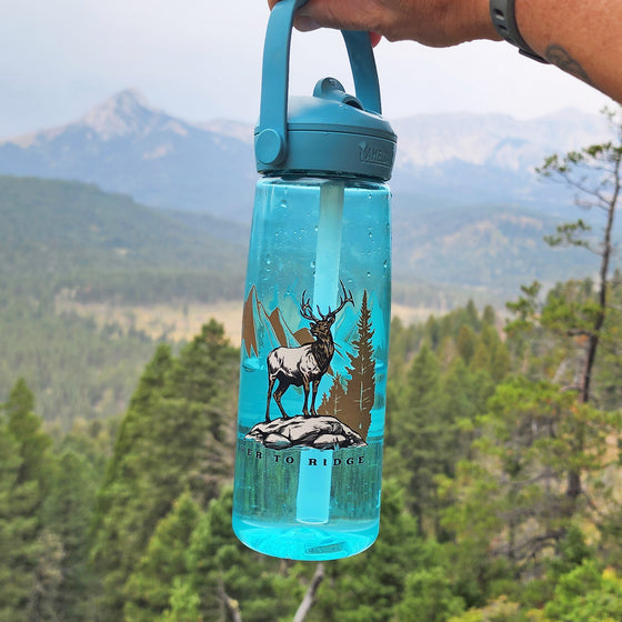 High Country Elk Logo BPA Free, Flip Straw, Shatter Proof Water Bottle