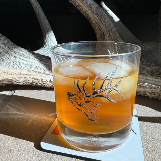 Elk Logo Whiskey Rocks Glass