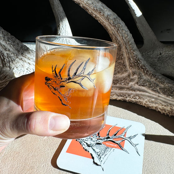 Elk Logo Whiskey Rocks Glass