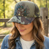 Camo Feather Western Trucker Hats, Optional Shotgun Shell or 30.06
